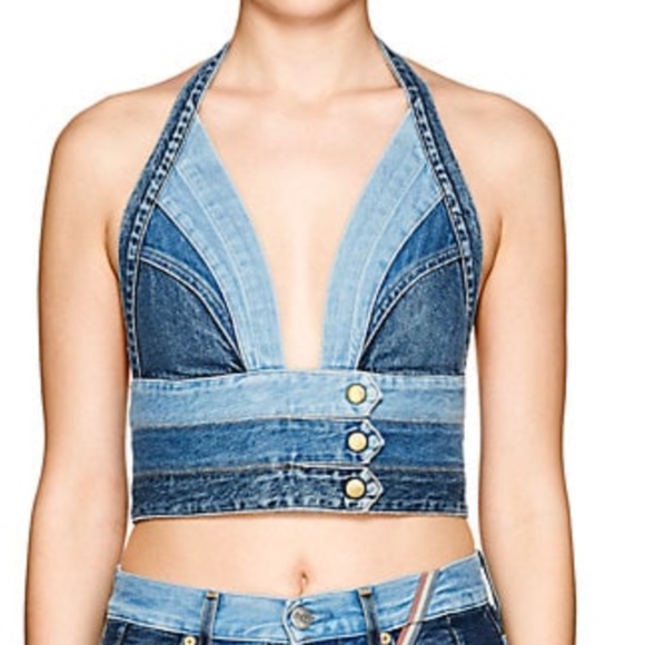 blue jean halter top